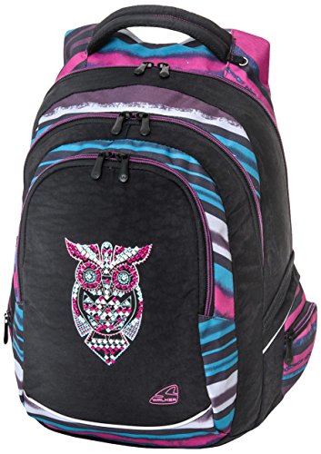 Schneiders Walker 42100-080 Fame Dark Owl - Mochila (3 compartimentos, bolsillos laterales, acolchado transpirable, correa de cadera, hombro y pecho, 32 x 44 x 24 cm, 32 L)