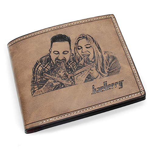 SeeWeLove Personalizadas con Foto Carteras,Cartera Minimalista Hombre, Billetera Grabada Plegable Regalo para Familia