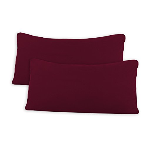 SHC Textilien Conjunto de Dos Fundas de Almohada, Funda de Almohada, Fundas 100% algodón con Cremallera - 15 Colores y 5 tamaños 40x80 cm Burdeos/Rojo Vino