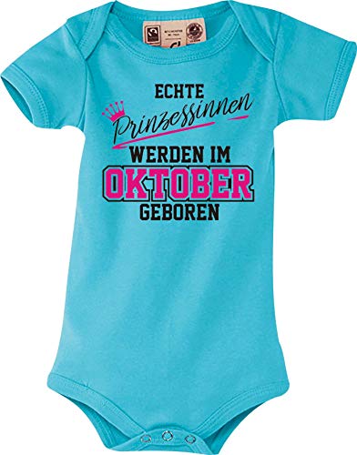 Shirtstown Body Bebé Auténtico Princesas Werden en Octubre Nacido - Azul Claro, 0-6Monate