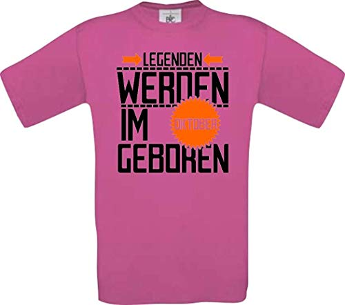 Shirtstown Unisex Camiseta Legenden Werden en Octubre Nacido - Fucsia, L