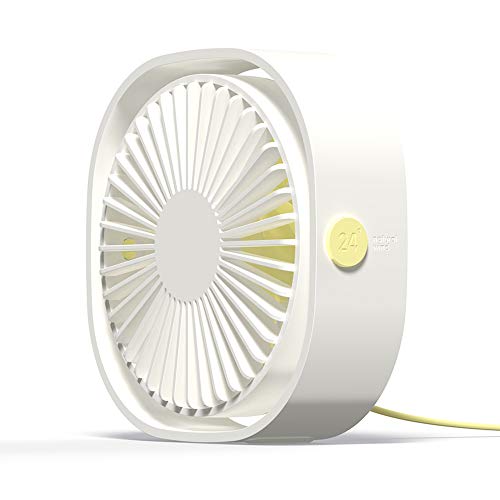 Simpeak Ventilador Mini USB Silencioso de 3 Velocidades Mini Fan, 360 Grados Rotation Fan USB Ventilador Portátil para Biblioteca, Oficina, Camping, Picnic, Excursiones(Blanco)