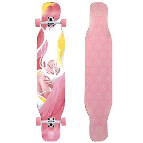 Skateboarding Patineta Rosa Patinete De Doble Inclinación Antideslizante con Ruedas De Calle Carga Máxima 65 Kg Patineta Todoterreno para Principiantes Unisex (Color : A, Size : 117 * 24cm)