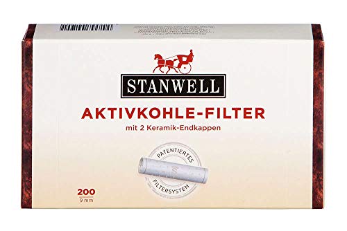 Stanwell Filtro de carbón Activo, 9 mm, Sistema Patentado para Disfrutar de los Mejores Humos, Paquete de 200, cerámica, Gris, M