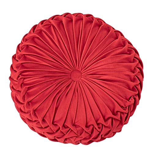 Starmood Redondo Terciopelo Calabaza Cojín Asiento Cubierta para Silla Tapete Sofá Sofá Hogar Decoración - Rojo