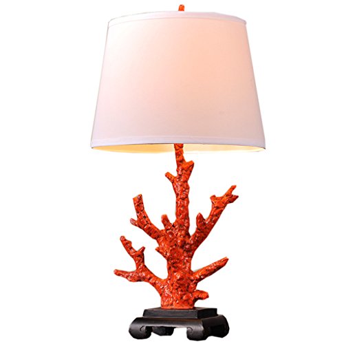 Table lamp Sala de Estar Mar del Coral Lámpara de Mesa Base de Resina y Tela Decoración de Dormitorio Rojo luz de Escritorio