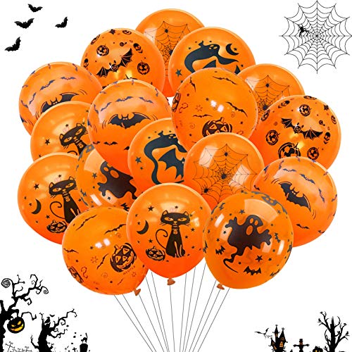 TaimeiMao Decoración de Fiesta de Halloween Set,60 Globo de látex,Globos de Calabaza,Halloween de decoración del hogar,Pumpkin Ghost Foil Balloon (naranja3)