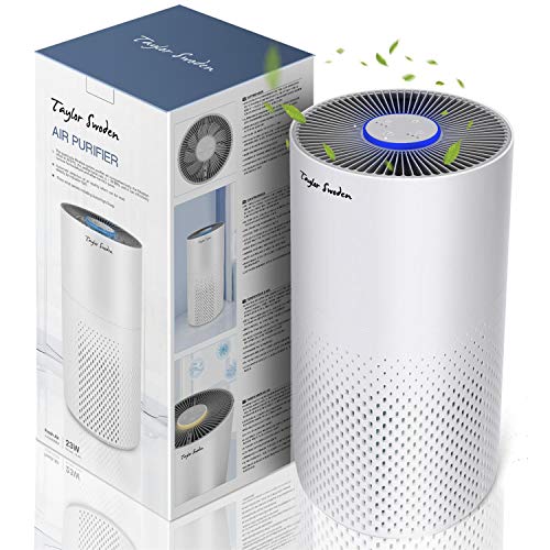 Taylor Swoden Fresh Air - Purificador de aire para hogar con filtro HEPA H13 y carbón activado | Sensor de calidad del aire (PM2.5) | CADR 130m³/h | Temporizador de apagado | Algodón antibacteriano