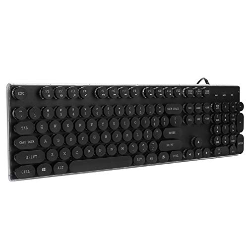 Teclado para juegos con cable GK102, estilo retro punk de máquina de escribir, teclado retroiluminado RGB con cable USB, 104 teclas Teclado de computadora impermeable para oficina y juegos(Negro)