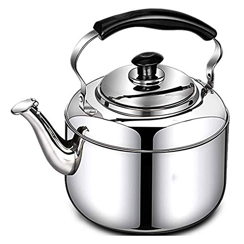 Tetera de silbido Espesa de Acero Inoxidable, Mango ergonómico, Tetera de Gran Capacidad para el hogar (Color: Plata, Tamaño: 6.5L)