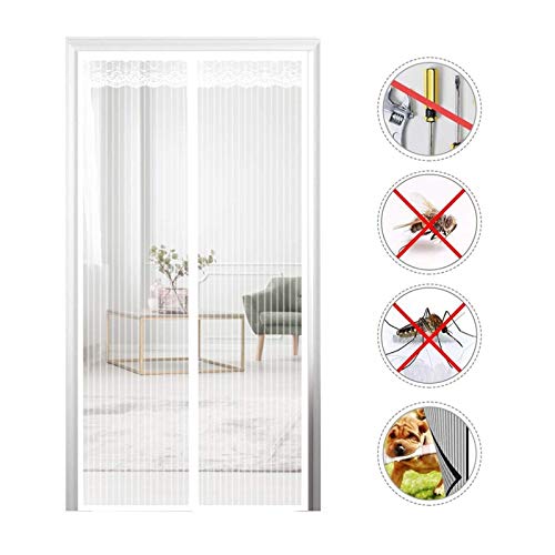 THAIKER Mosquitera MagnéTica, 80x265cm(31x104inch) Mosquiteras para Puertas Magnética Automático con Durable para Balcones, Blanco