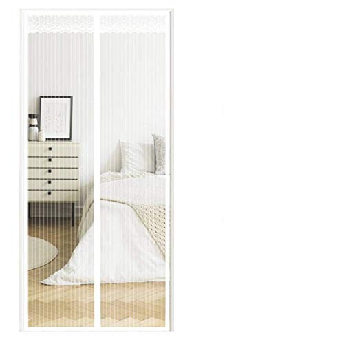 THAIKER Mosquitera Puerta Corredera Magnetica, 80x265cm(31x104inch) Mosquiteras a Medida Magnética Automático con Durable para Terraza, Blanco