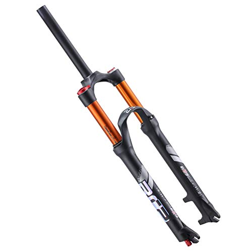 TYXTYX Horquilla de suspensión MTB 26 27,5 Pulgadas, Recta 1-1/8", Bloqueo Manual, QR de 9 mm, Delantera, Horquillas neumáticas para Bicicleta de montaña