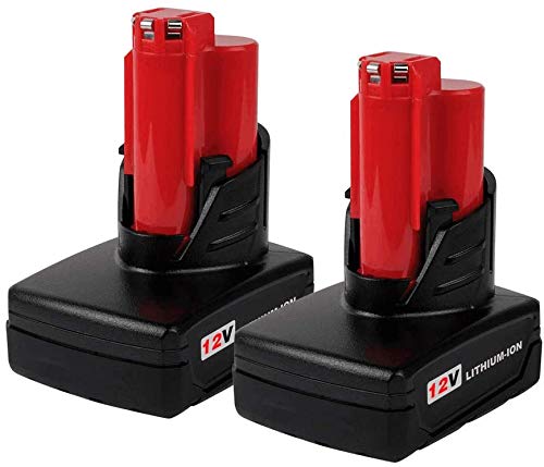 VANON Milwaukee - Batería de repuesto para Milwaukee m12 XC 48-11-2410 48-11-2420 48-11-2411 48-11-2401 48-11-2402 (2 unidades, 5 Ah, 12 V, iones de litio)