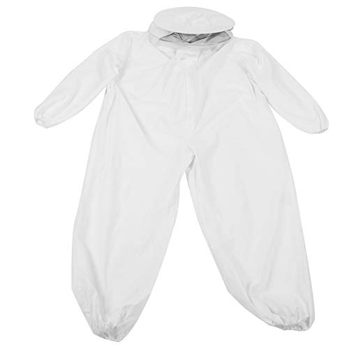 Velo Ropa protectora, Traje de velo de apicultura de una pieza, Previene picaduras de abejas con cremalleras dobles Blanco Protege la vista Plegable para llevar miel Apicultura XL