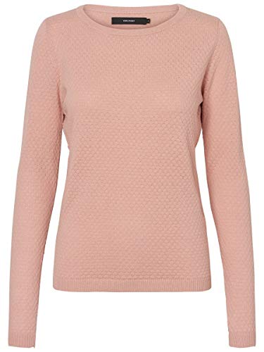 Vero Fashion NOS Vmcare Estructura LS Blusa O-cuello Suéter Noos, Rosa Misty Rose), 38 (Talla del fabricante: Small) para Mujer