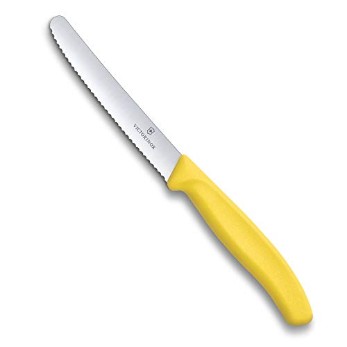 Victorinox Küchen-Tomatenmesser 1 Stück Swiss Classic Wellenschliff Cuchillo, Acero Inoxidable, Amarillo, M