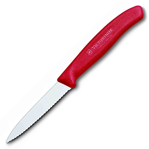 Victorinox Swiss 6.7631 Cuchillo Classic filo ondulado, 8 cm), color rojo, acero inoxidable, rojo, pack de 1 unidad