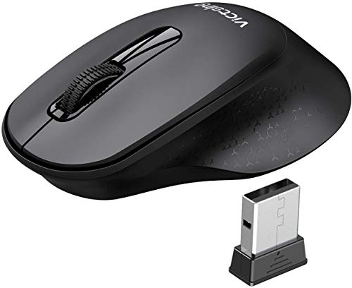 VicTsing Ratón Inalámbrico Silencioso, Mini Portátil 2.4G con Receptor, Ergonómico, 1600 dpi, Compatible con PC, Tableta, Computadora Portátil - Negro