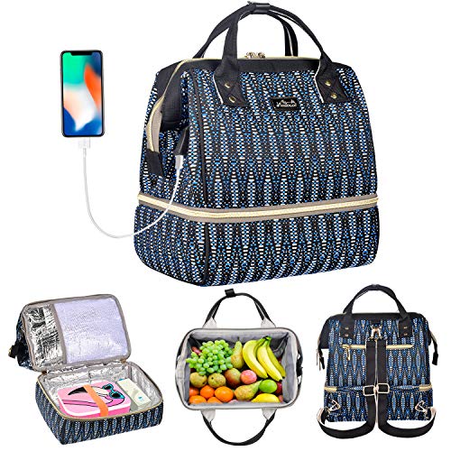 Viedouce Mini Bolsas Térmicas,Bolsas para Picnic Porta,Bolsa de Almuerzo,Mochila para Bebé Pañales,Multifuncional Mochila de Viaje con Puerto Carga USB & 2 Correa Hombro Ajustable(Talla Pequeña)