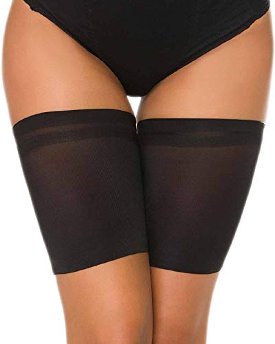 Voqeen Bandas de Elásticas elástico Anti-Chafing Bandas para Hombre y Mujer Muslo Previene las Rozaduras Bandas Antirozaduras Muslos (Negro, F: 73-78cm)