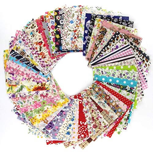 VORCOOL Cuadrados de Tela de algodón Que acolchan Hojas de Tela precortada Floral de Costura para Patchwork