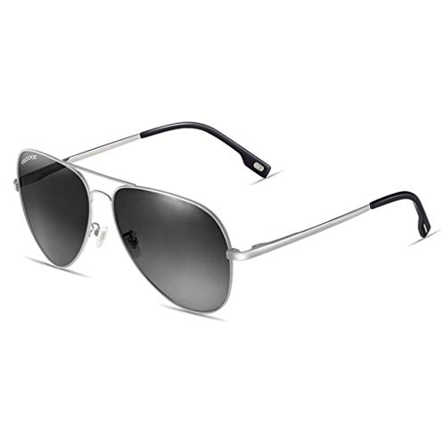 WangYi Gafas de Sol- Las Lentes de Sol polarizadas para Hombres con Lentes de Metal endurecidas contra Rayos Ultravioleta Pueden Voltear el Templo, Negro Oscuro, Negro, Gris Oscuro, Gris Claro, Azul,