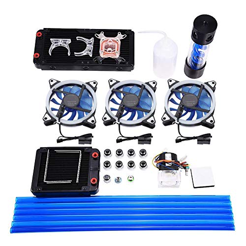 Wendry Kit de Enfriamiento de Agua DIY de Computadora,Disipador de Calor de 120/240 mm,CPU Bloque de Agua Depósito de Bomba,Equipo de Enfriamiento de Agua de Computadora con Ventilador LED