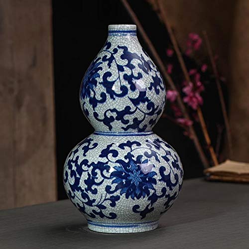 WINON Jarrones Decorativos Cerámica Antiguos jarrones de Porcelana Azul y Blanca Grieta de Flores Nuevas Decoraciones Chinas de la Sala Jarrones de Flores Inicio (Color : 2)