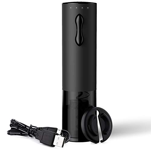 WWWANG Botella de Acero Inoxidable de Hogares Recargable Abierto Vino Tinto abridor automático de Interfaz USB Almacenamiento pequeño, práctico y portátil (Color : Black)