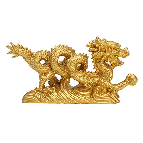 WYBL Estatuas clásicas de figurillas Estatuas 6.3"Geomancia China Gold Dragon Estatuilla Estatua Adornos de Estatua para la Suerte y el éxito Decoración Home Craft 21-318