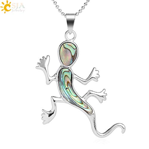 WYFLL Colgantes Y Collares De Lagarto Gecko Nueva Zelanda Colgantes De Concha De Aloe Natural Joyas Mujeres Hombres Joyería De Personalidad Joyería