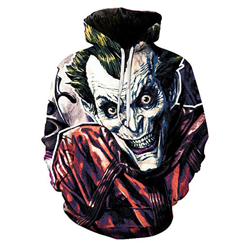 XiaoShuFC Payaso Aterrador, Sudaderas con Capucha Unisex Sudadera con Estampado 3D En HD Sudaderas Ligeras Bolsillos