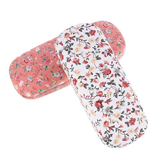 Xinzistar - 2 fundas rígidas para gafas de sol para hombre y mujer, con diseño de flores Pequeñas flores – blanco + rosa. Talla única