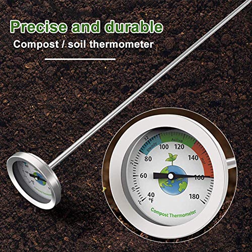 YDBET El compostaje termómetro portátil Suelo del jardín del Suelo Detector de Física Herramientas de Acero Inoxidable de fácil Lectura de Medida con la sonda de luz dial