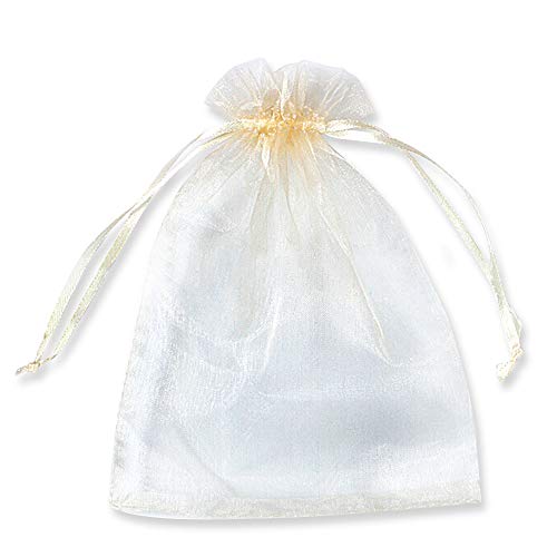 YFZYT 100 Piezas Bolsas de Organza de Regalo Blanca para Regalo, Caramelo, Joyería, Chocolate, Joyas para Decoración del Banquete Boda Fiesta,7×9 CM Beige