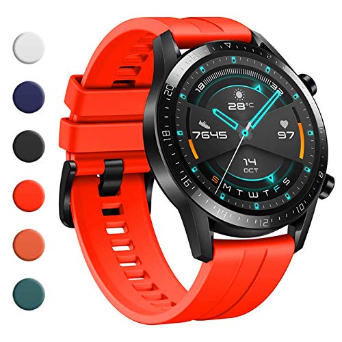 YHC Correas para Huawei Watch GT2/GT2 Classic/GT2 Pro 46mm,Compatible con Huawei Watch GT 2e/GT Sport Active 46mm(04-Rojo)