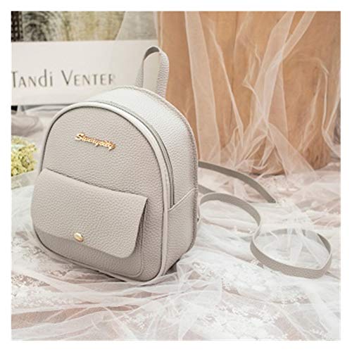 Youpin Mini mochila para mujer, de piel sintética, para adolescentes, niños, multifunción, pequeña mochila escolar (color: gris)