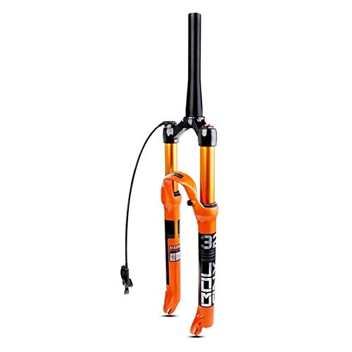 YQQQQ Horquilla de Suspensión para Bicicleta de Montaña 26 27,5 29 Pulgadas, Horquillas MTB Rectas/Cónicas QR 9 mm de Recorrido 120 mm (Color : Tapered Remote Lockout, Size : 27.5inch)