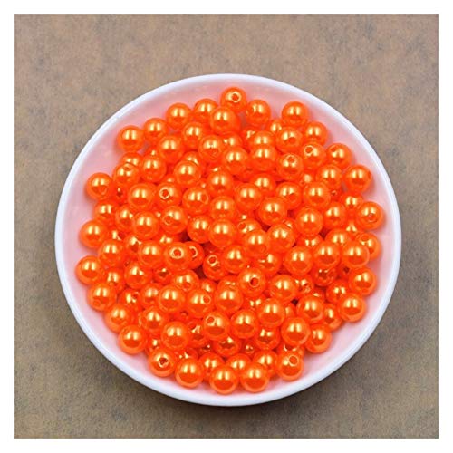 YUXIN Zhaochen 100pcs / Bag con El Agujero De ABS De La Perla De Los Granos De Imitación 4/6 / 8/10 / 12MM Plástico Redondo De Acrílico del Grano del Espaciador (Color : Orange, Size : 4mm x 300pcs)