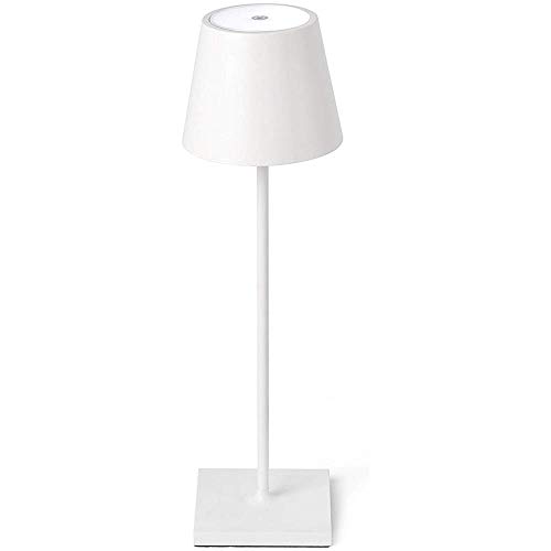 Zafferano Poldina - Lámpara de Mesa LED Recargable, Regulable, Cuerpo de Aluminio, H 38 cm, Protección IP54, Adecuada para Uso Exterior/Interior, Enchufe UE, Blanco, 2.2 W