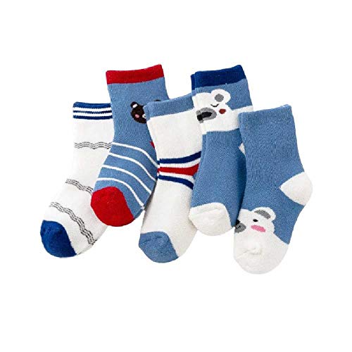 ZHANGNUO 5 Pares/Lote Winter Plus Cotton Espesar Calcetines para Niños Calcetines Térmicos para Niños Pequeños Calcetines De Suelo para Bebés Y Niños Pequeños para 1-10 Años 2-3T /Beige