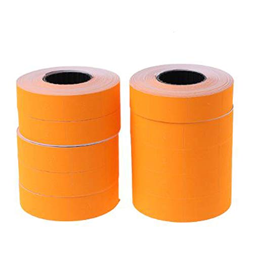 10 rollos 5000 piezas de papel de etiqueta Etiqueta de precio de doble línea para etiquetadora de precio MX-6600, etiquetas adhesivas 16 * 23mm(Naranja)