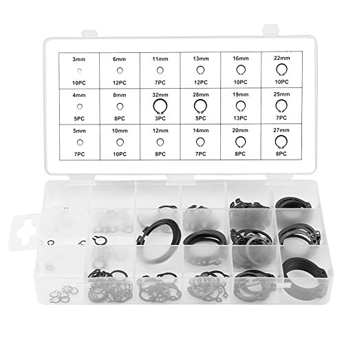 150pcs Portable Circlips Snap anillo de retención anillo surtido conjunto 3 mm - 32 mm 18 tamaños con caja de plástico
