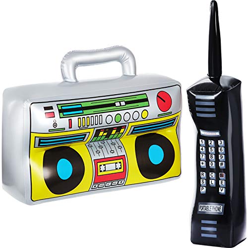 2 Piezas Caja de Auge Radio Inflable Accesorios Inflables de Teléfono Móvil para Decoraciones de Fiesta de los 80 y 90 Años