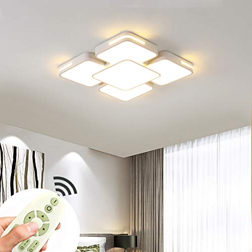 64W Lámpara de techo led Moderno Regulable 3000-6500K de sala de estar luz de cocina lámpara de techo de lámpara de techo habitación ahorro de energía (Blanco-64W Regulable)