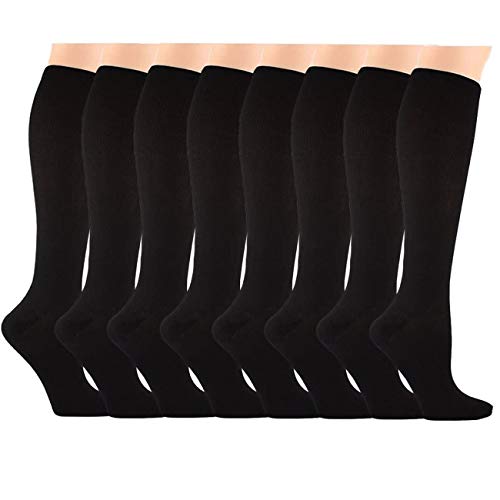 8 Pares Calcetines/Medias de Compresión- Athletic Fit Calcetines para Mujeres y Hombres para Deporte, Embarazo, Médicos, Correr, Volar, Viajar, Varicosas, De pie Mucho Tiempo