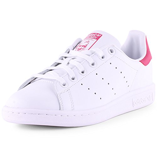 adidas Stan Smith J, Zapatillas Unisex Adulto, Blanco (Footwear White/Footwear White/Bold Pink 0), 38 2/3 EU