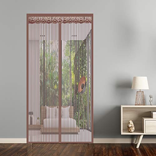 Aibingbao Mosquitera Puerta Magnetic 90x205cm Sin Huecos Puerta Mosquitera Evita el Paso de Insectos para Puertas de Salón, Balcón, Corredor, Marrón A