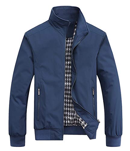 AIEOE - Ropa de Hombre Abrigo Acolchado para Otoño Primavera Cahqueta Cazadora Casual de Bombers - Azul - Talla ES XL